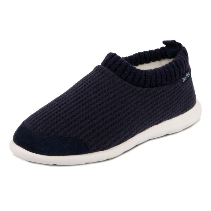 Isotoner® Ladies Iso-Flex Waffle Bootie Slipper Navy Extra Image 2